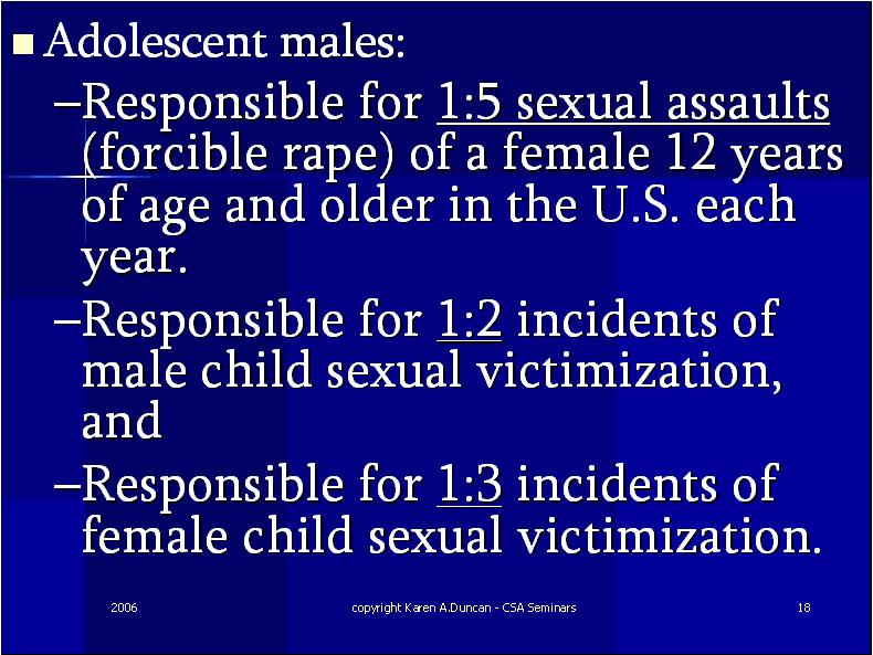 Adolescent males Juvenile Sex Offenders CEUs 